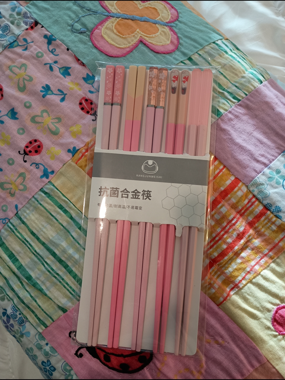 Reusable Chopsticks 5 Pair Premium Fiberglass Girl's Night Pink Gift Set FUN! - Picture 3 of 5